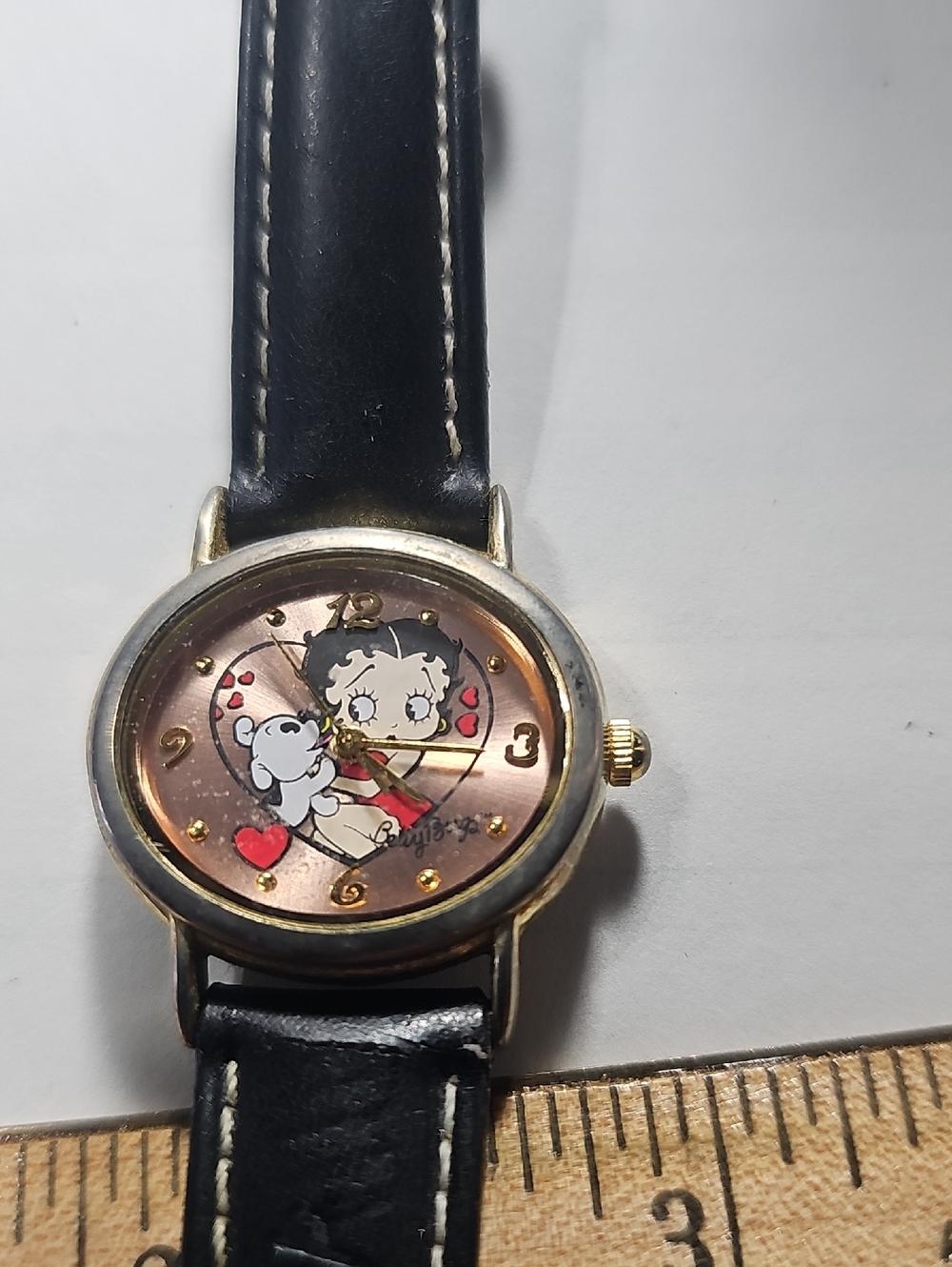 Betty Boop Black and Gold Pet-Themed Watch Stamped Valdawn